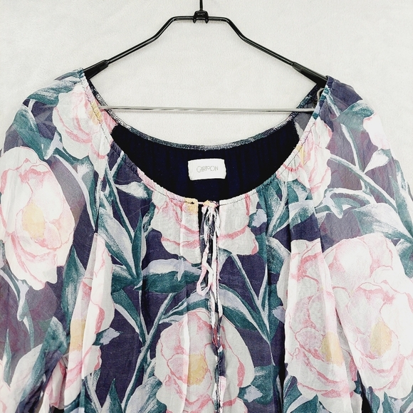 Cartoon Floral Loose Fit Long Sleeve Lightweight Blouse P1496 - Picture 3 of 9